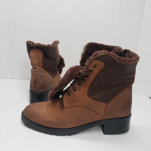 Vintage La Canadienne Boots Womens Brown Suede Leather Fleece